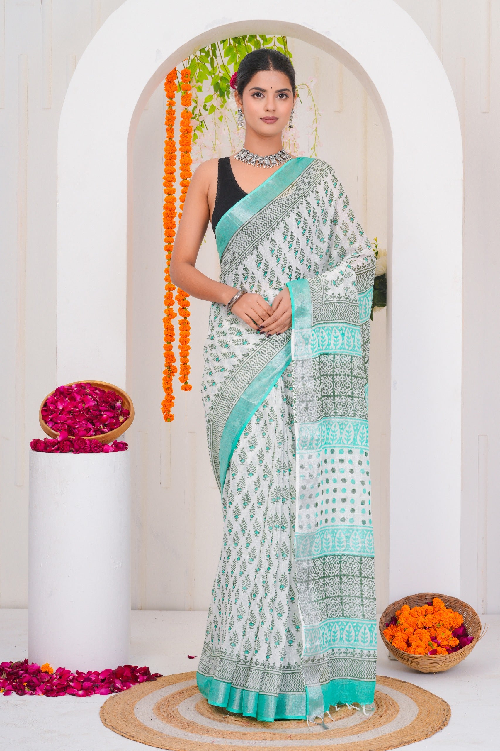 Cotton Linen Saree