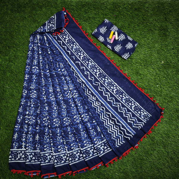 Cotton Pompom Sarees