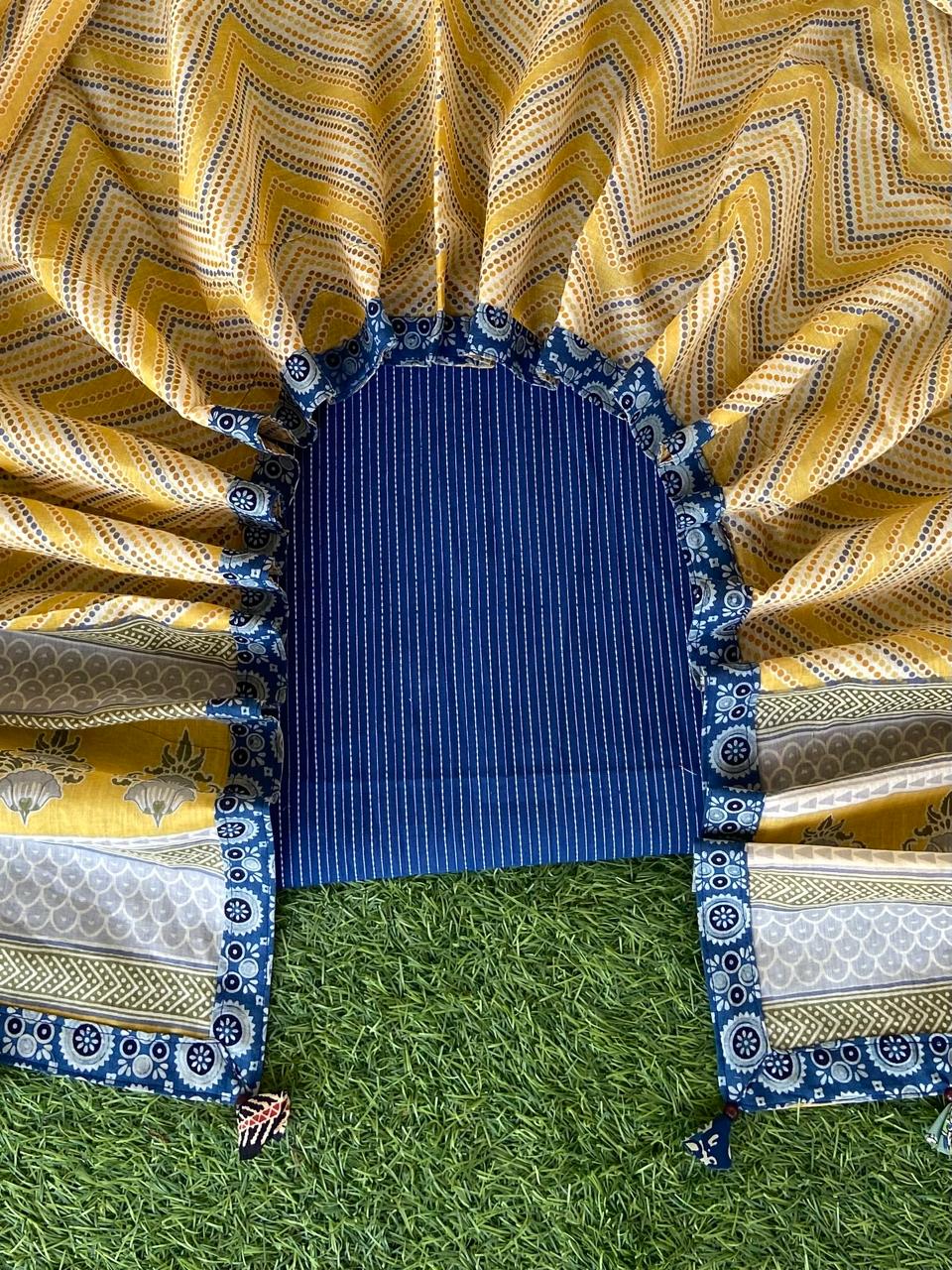 Blue Kantha Suit with Sangeneri Duppatta
