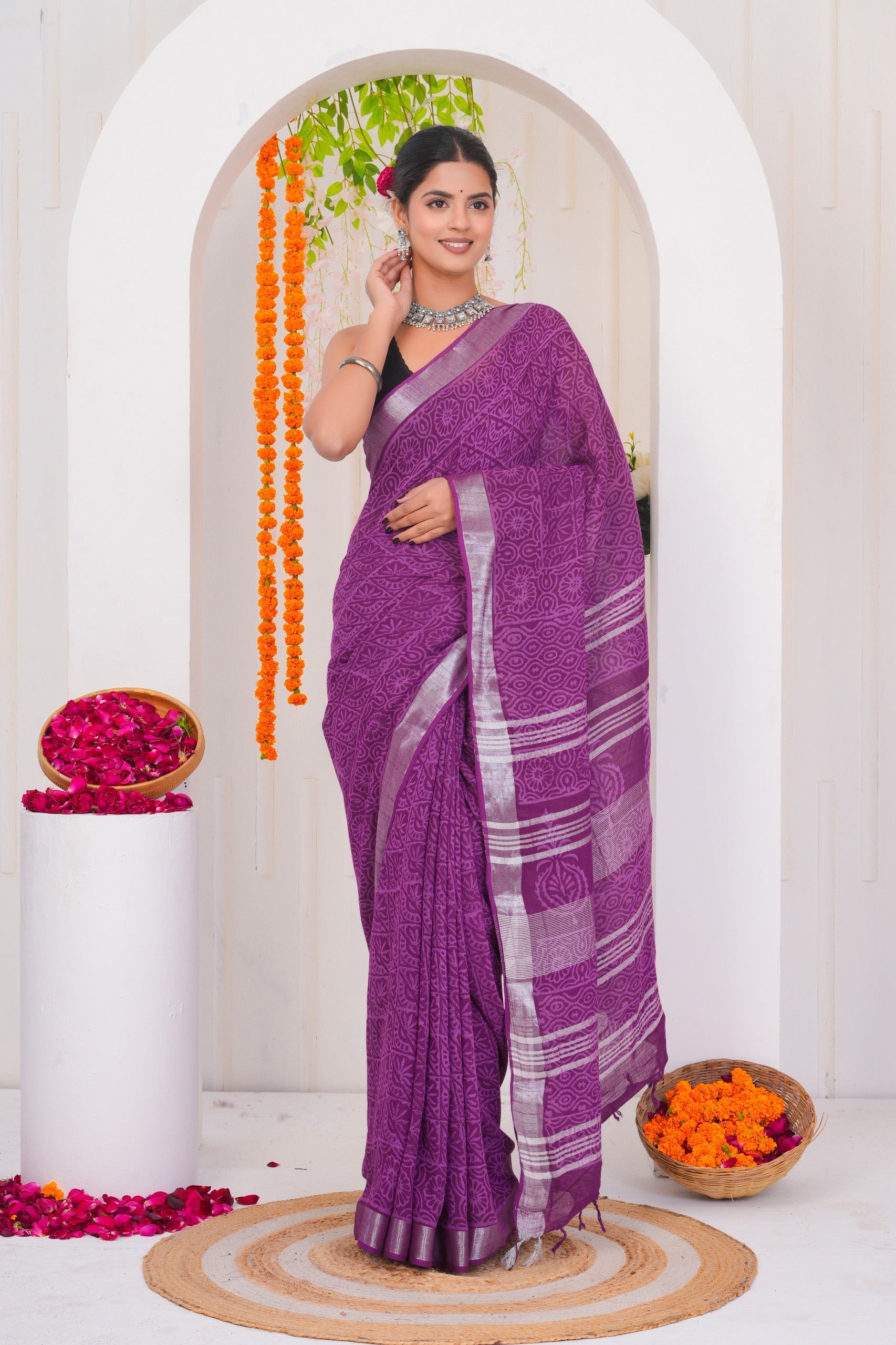 Cotton Linen Saree
