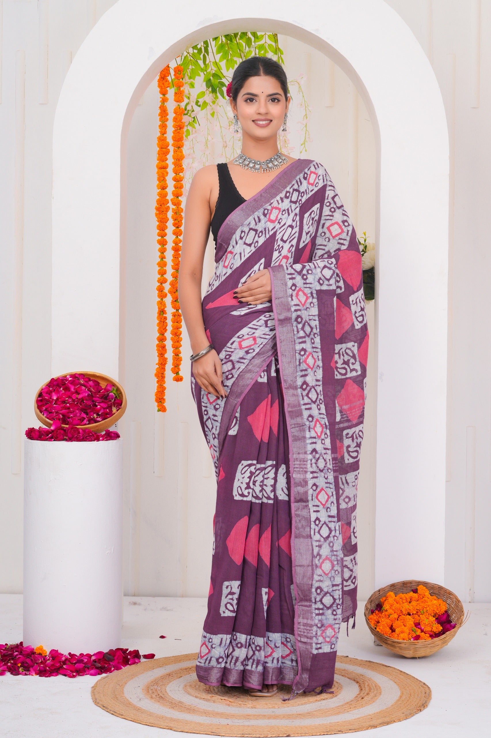 Cotton Linen Saree