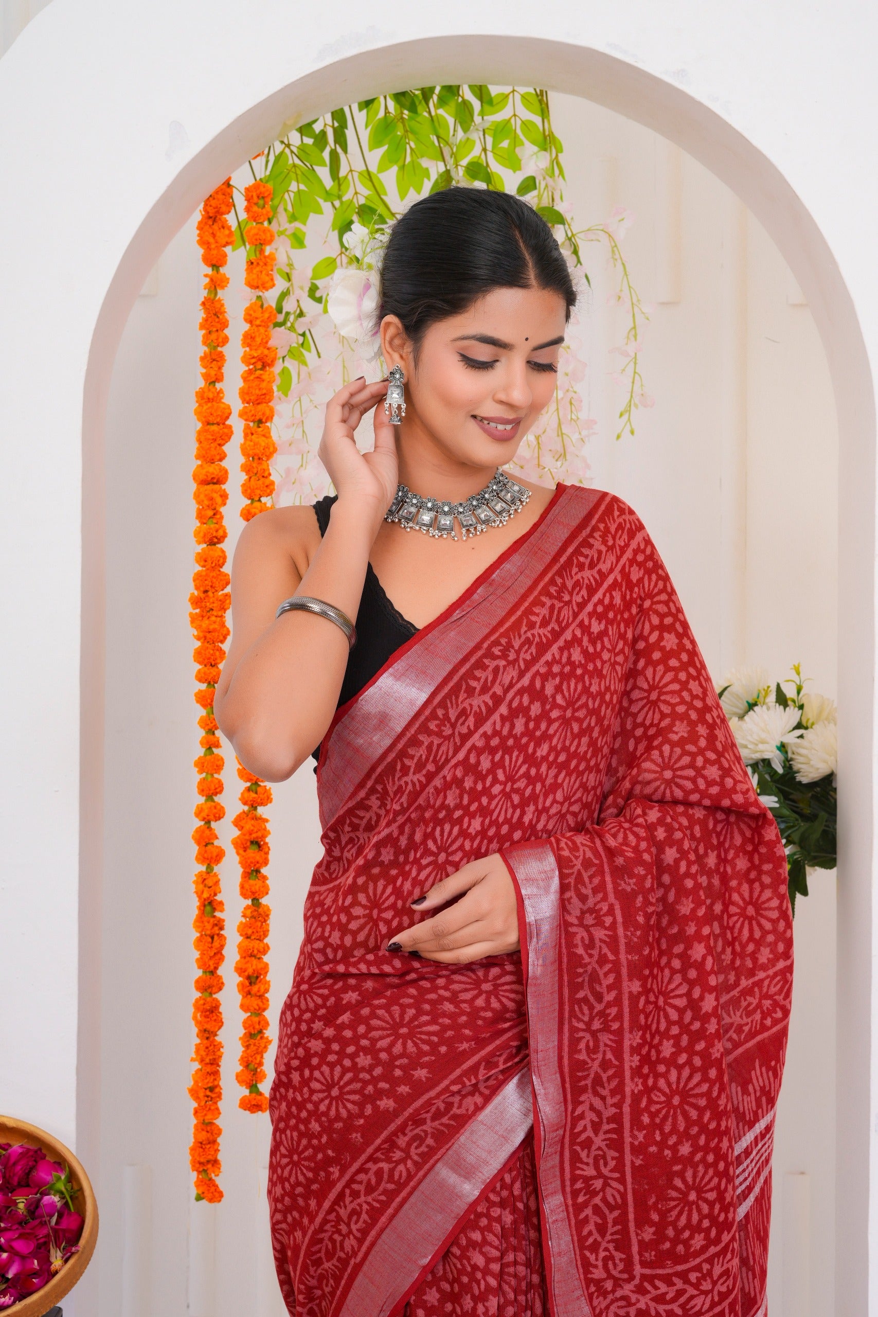 Cotton Linen Saree
