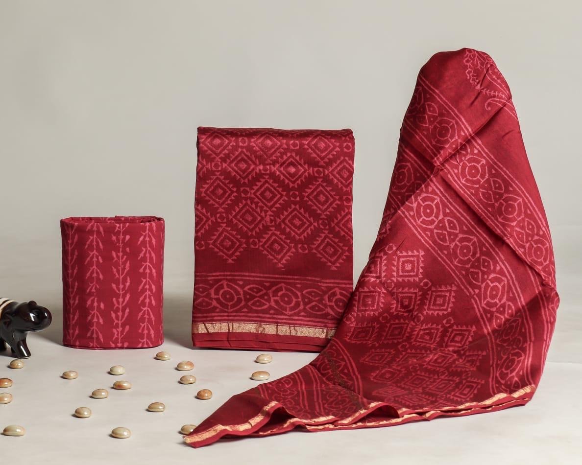 Royal Red Chanderi Silk Suit