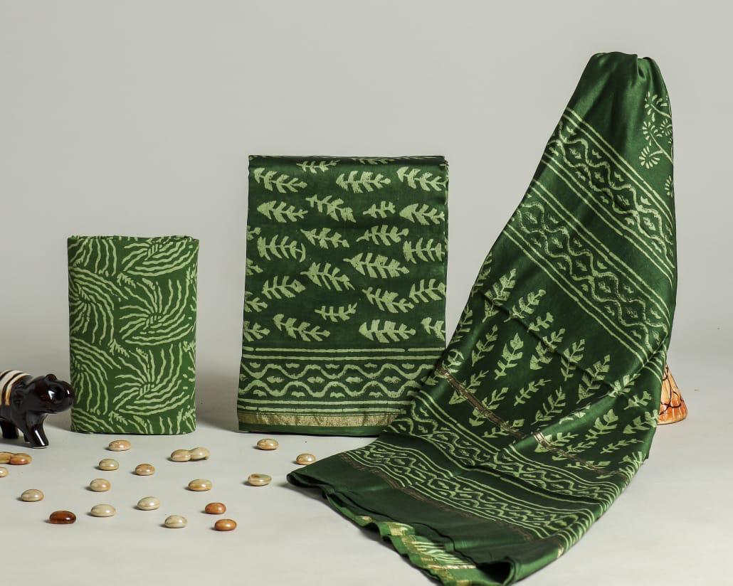Green Chanderi Silk Suit