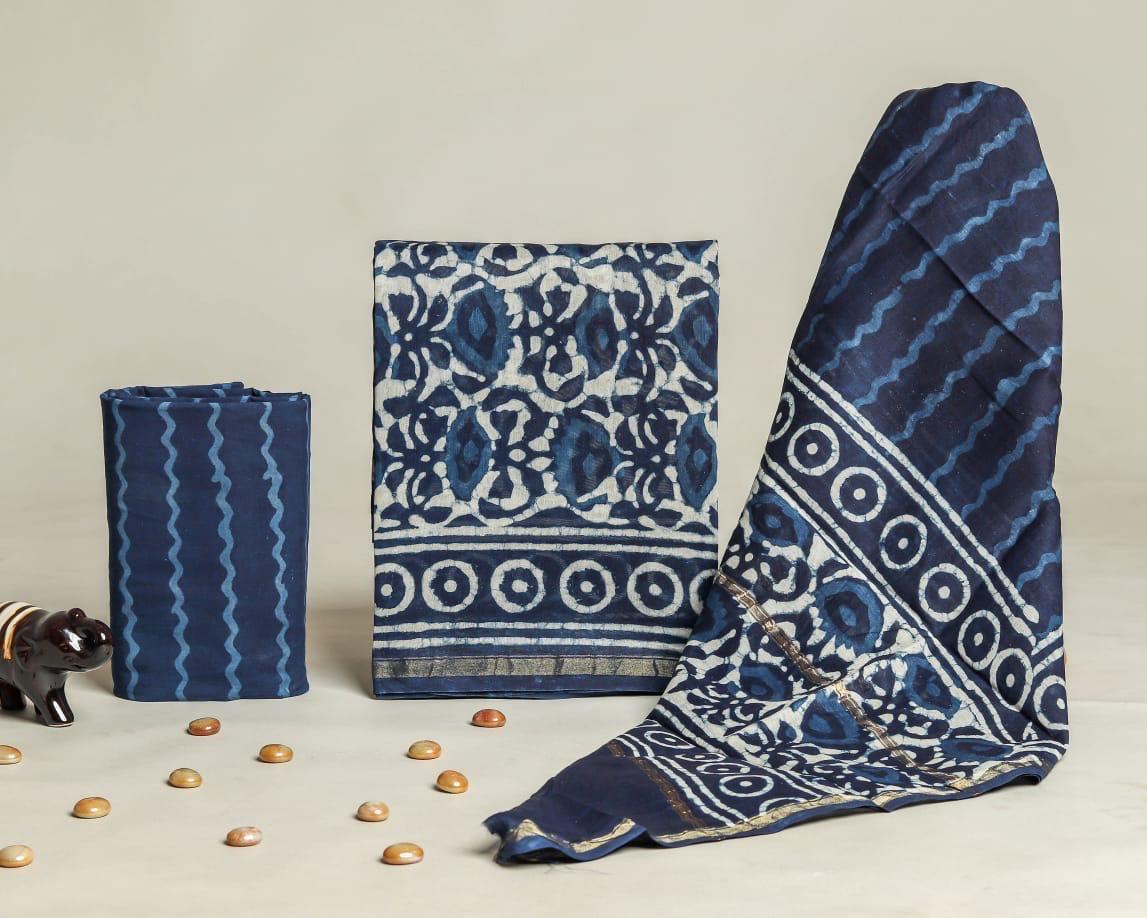Blue Chanderi Silk Suit