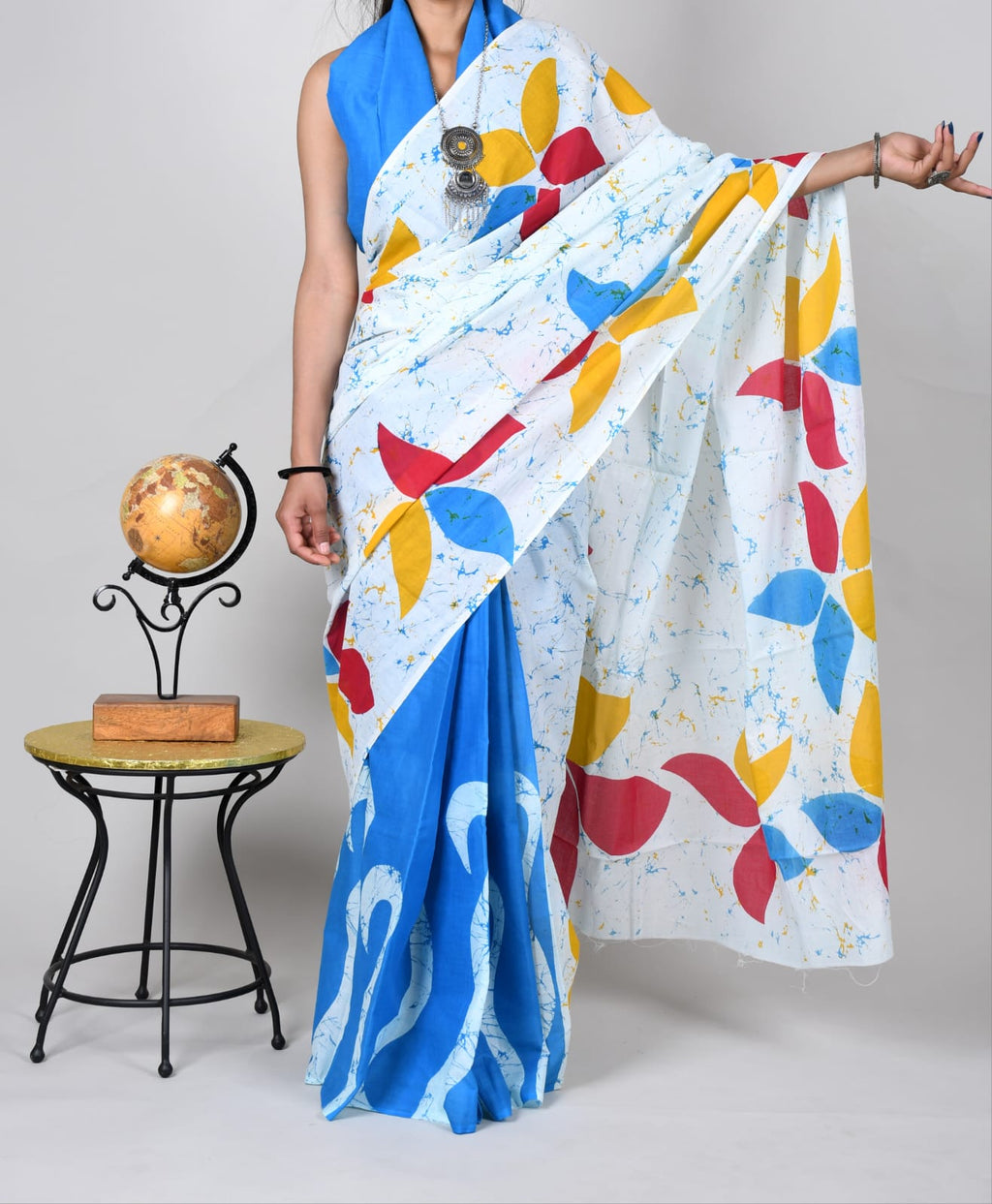 Bagru Block Print Cotton Mulmul Saree