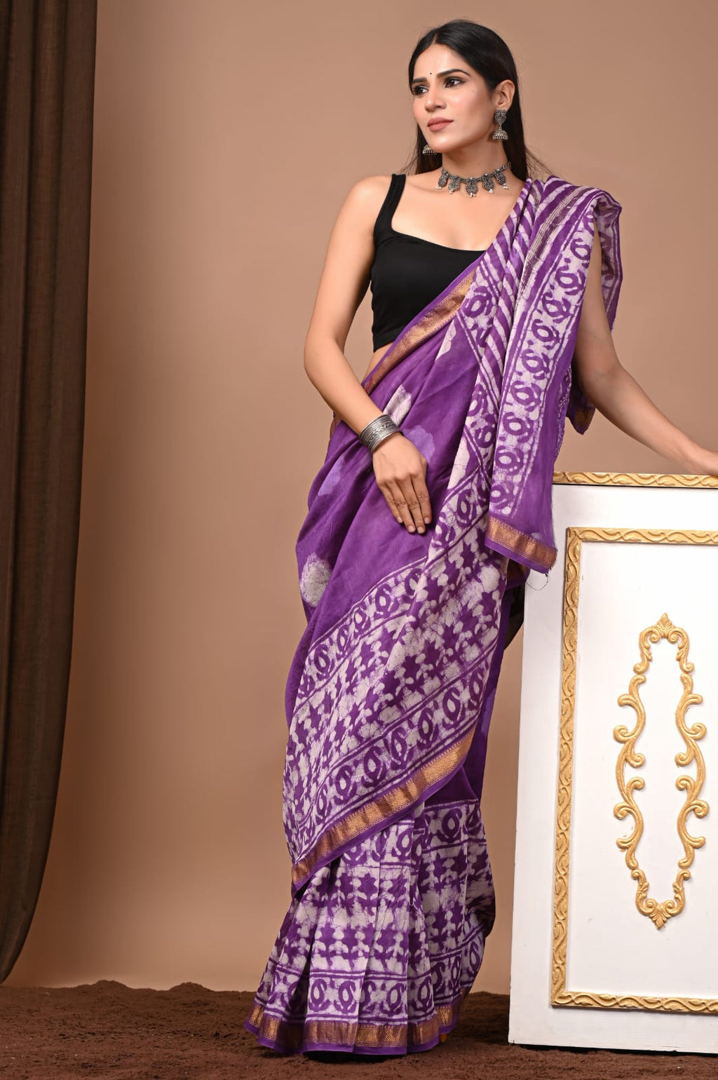 Purple  Maheshwari Silk Saree